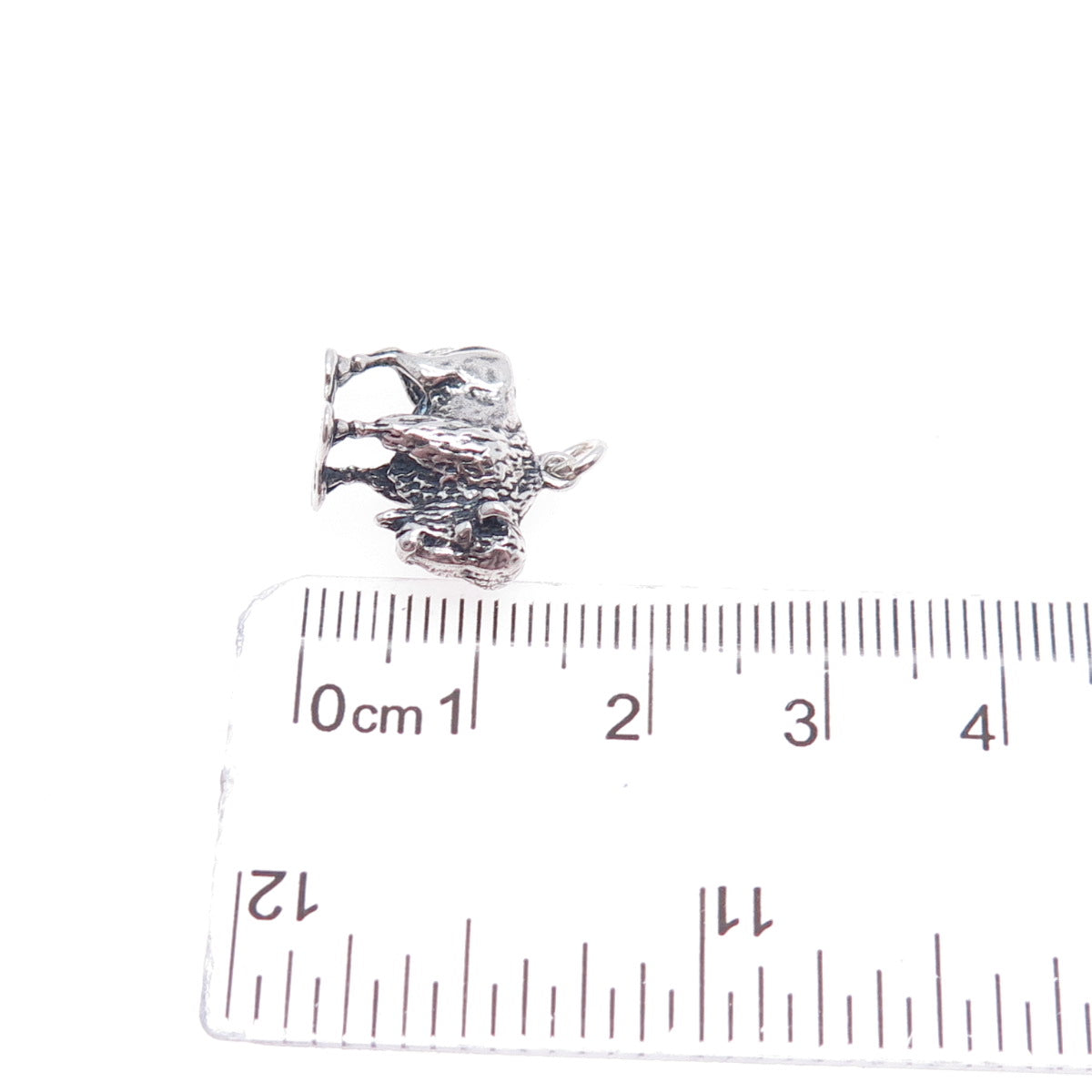 925 Sterling Silver Vintage 1984 Buffalo Oxidized Mini 3D Charm Pendant