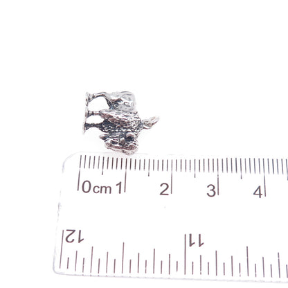 925 Sterling Silver Vintage 1984 Buffalo Oxidized Mini 3D Charm Pendant