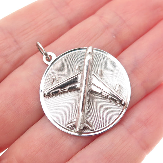 M&M Mark Mercy 925 Sterling Silver Vintage Engraved Airplane Charm Pendant