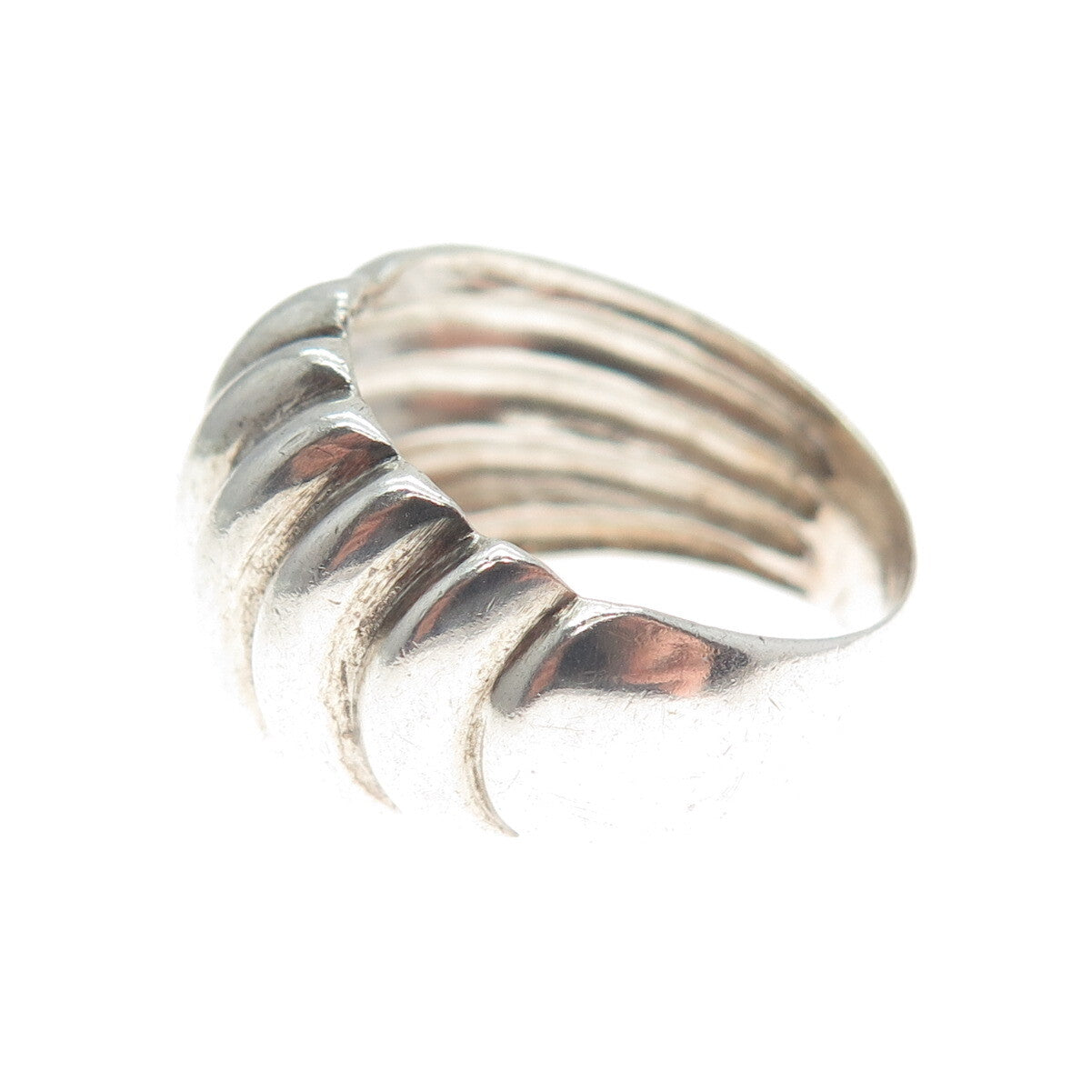 CHARLES WINSTON 925 Sterling Silver Vintage Modernist Ribbed Dome Ring Size 7