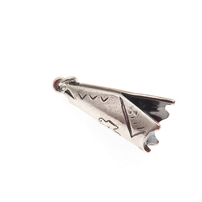 Old Pawn 925 Sterling Silver Vintage Indian Teepee Tribal 3D Mini Charm Pendant