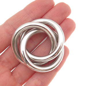 Harry S Bick 925 Sterling Silver Vintage Interlocked Trinity Circle Pin Brooch