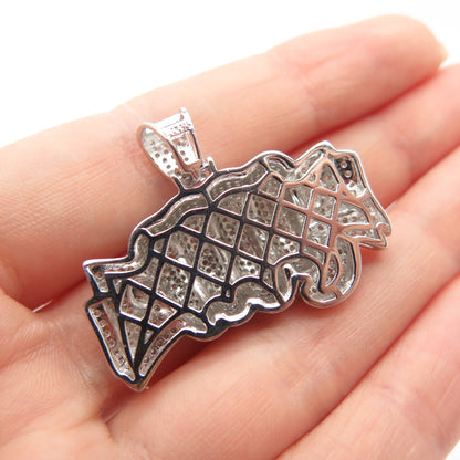 925 Sterling Silver C Z Hand & Money Pendant