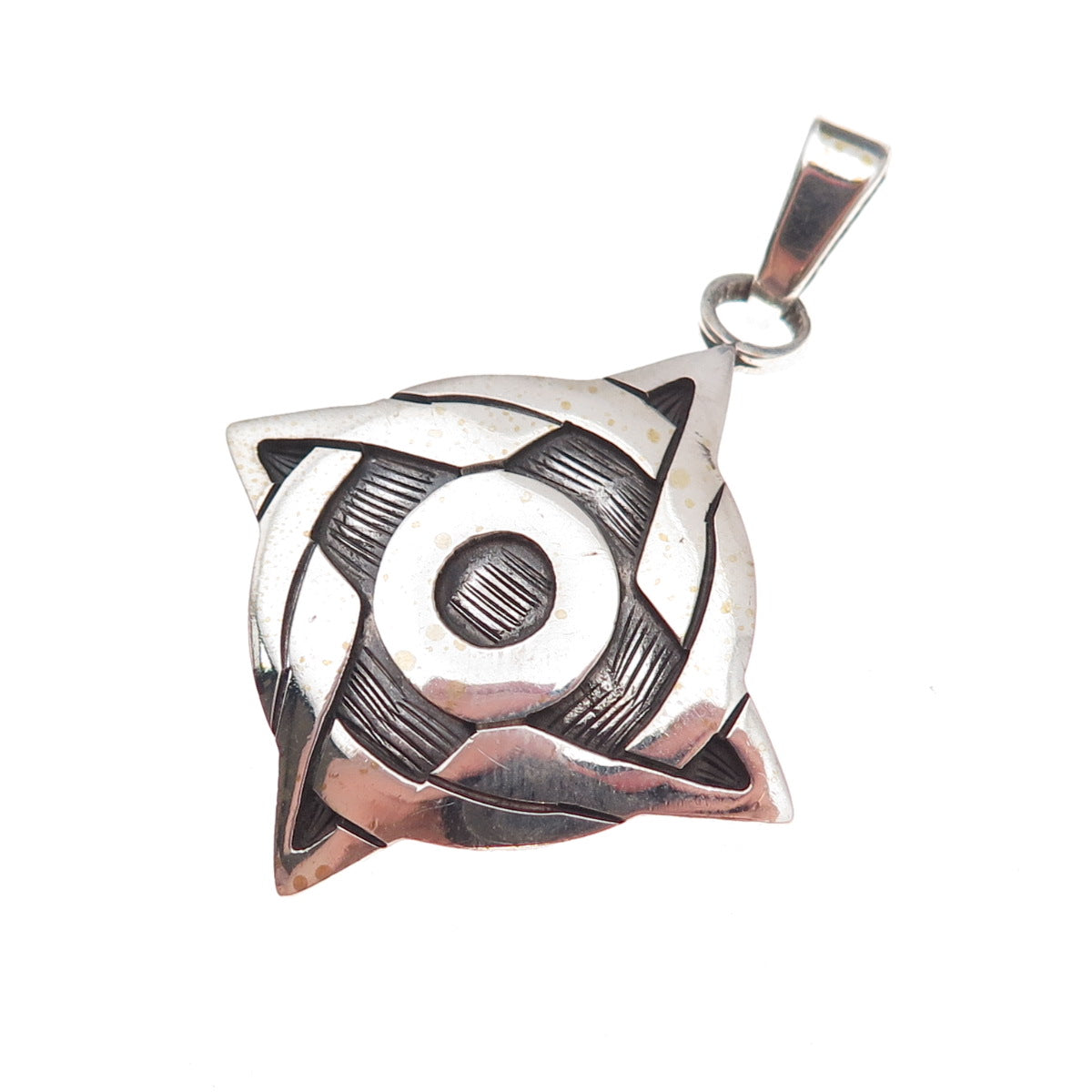 925 Sterling Silver Vintage Four Elements Celtic Oxidized Charm Pendant