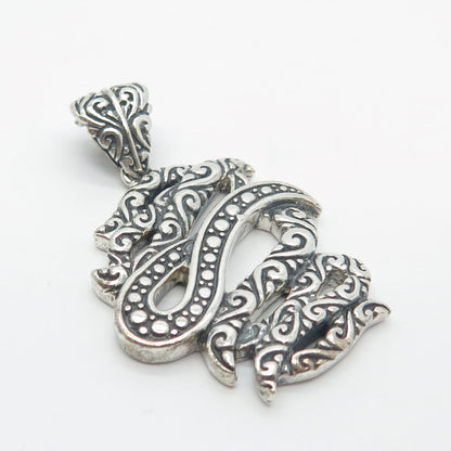 925 Sterling Silver Vintage Ornate Abstract Pendant