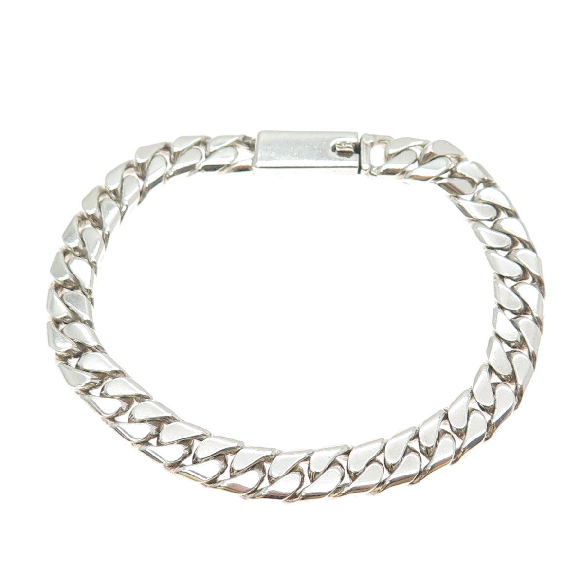 925 Sterling Silver Vintage Mexico Cuban Link Bracelet 7.5"