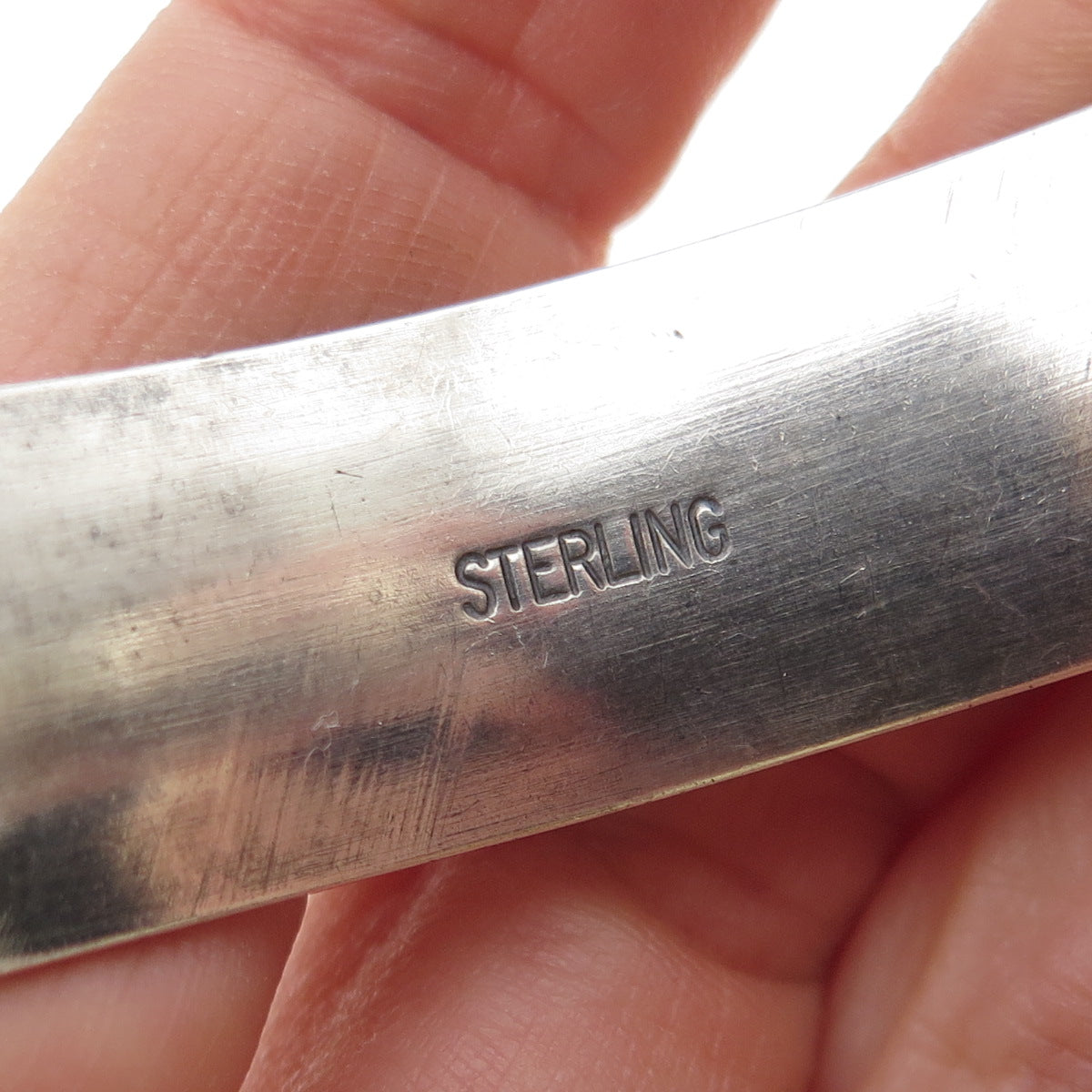 925 Sterling Silver Vintage Modernist Oxidized Adjustable Cuff Bracelet 6.75"