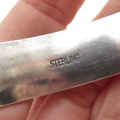 925 Sterling Silver Vintage Modernist Oxidized Adjustable Cuff Bracelet 6.75"