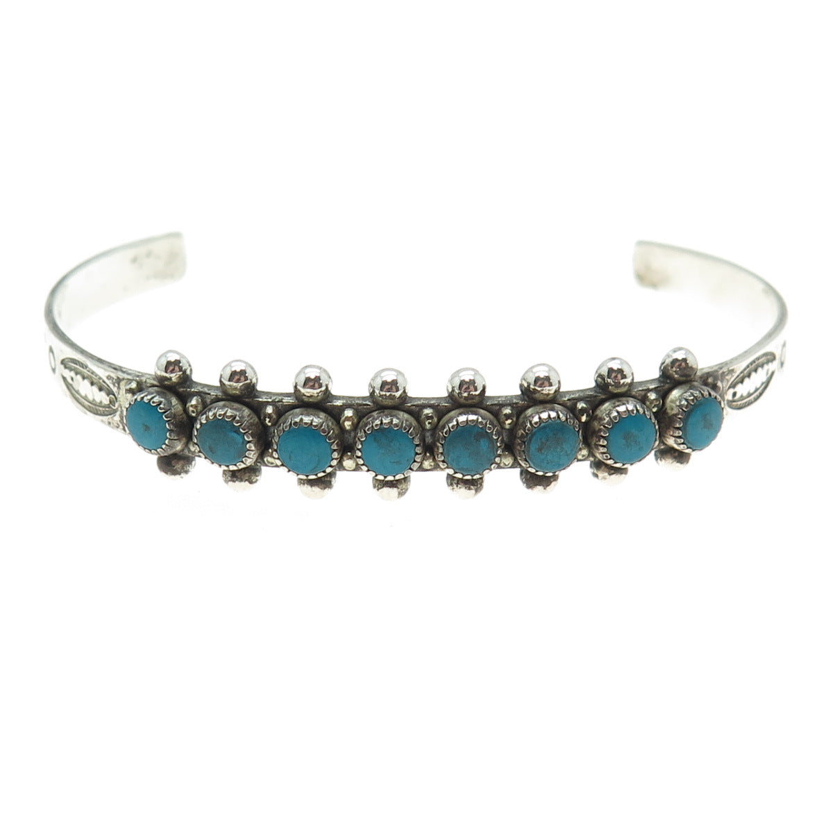 Old Pawn 925 Sterling Silver Vintage Bisbee Turquoise Adjustable Bracelet 6.25"