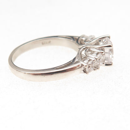 JH Young 925 Sterling Silver Round-Cut C Z Engagement Ring Size 7