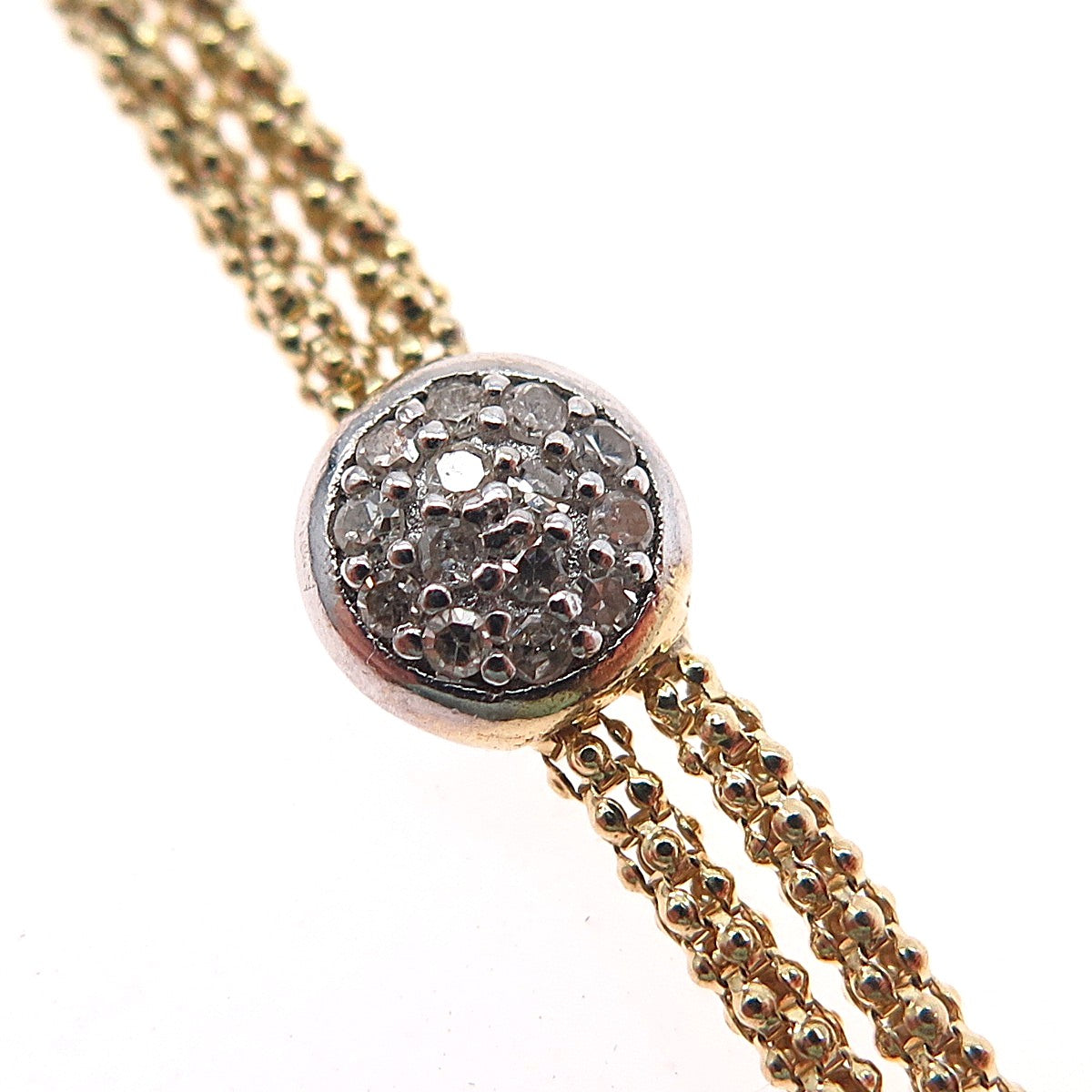 DASAN 925 Sterling Silver Gold Plated Italy Real Diamond Lariat Necklace 20-22"