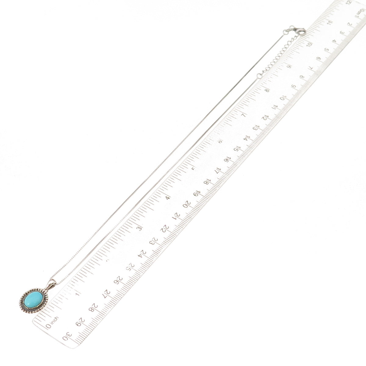 925 Sterling Silver Real Sleeping Beauty Turquoise Box Chain Necklace 16-18"