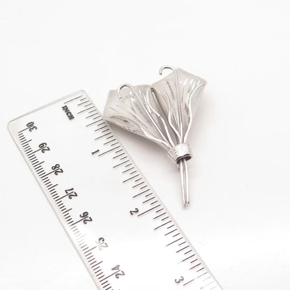 925 Sterling Silver Vintage Lily Floral Pin Brooch