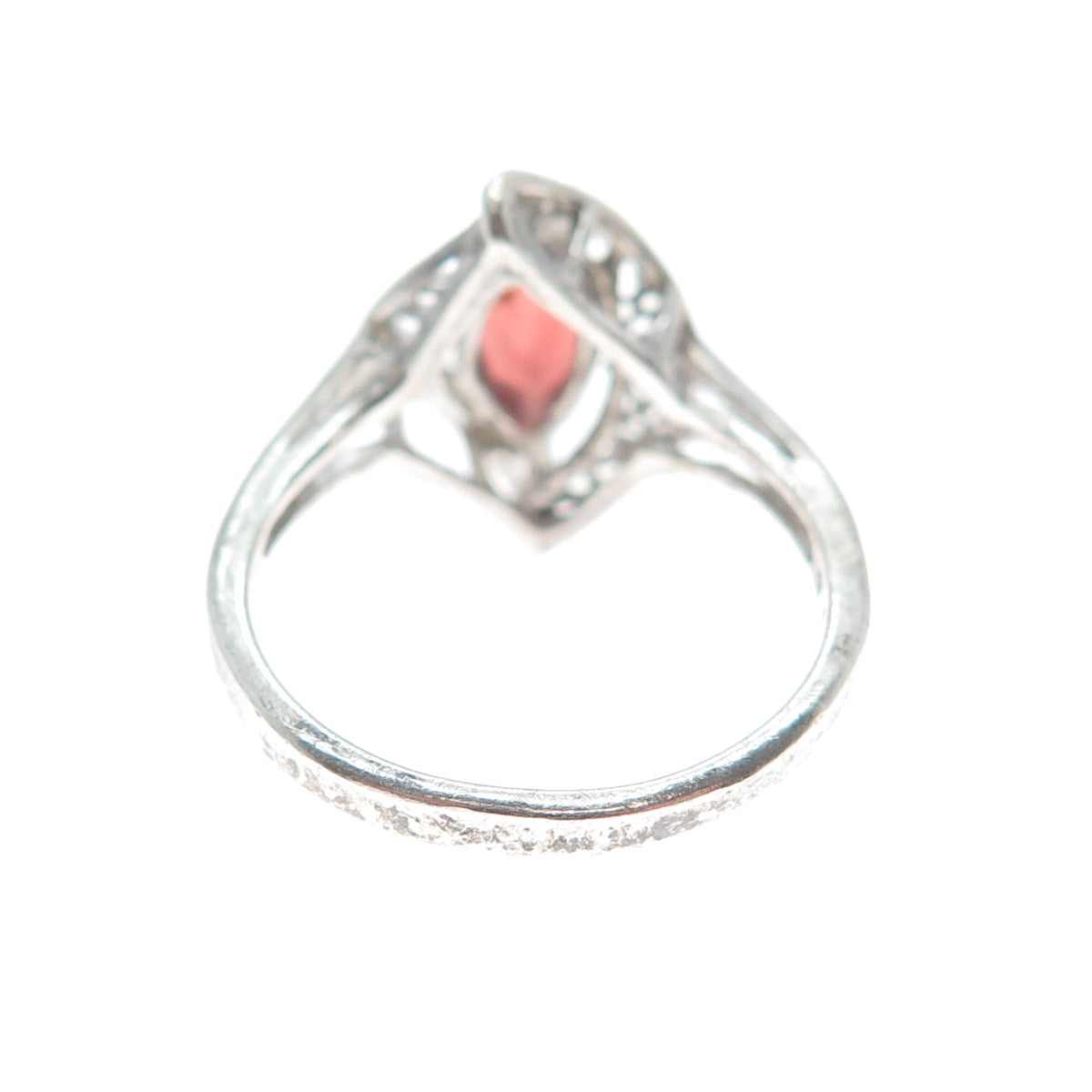 RJ GRAZIANO 925 Sterling Silver Vintage Real Red Garnet Modernist Ring Size 6