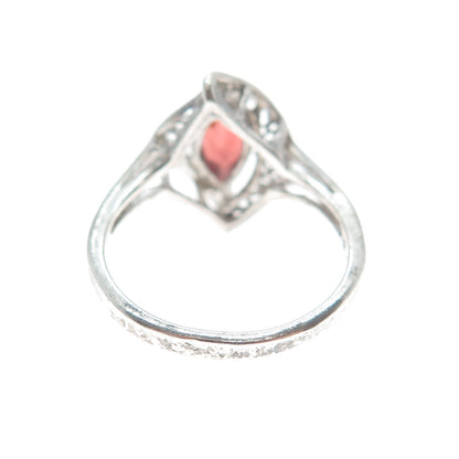 RJ GRAZIANO 925 Sterling Silver Vintage Real Red Garnet Modernist Ring Size 6