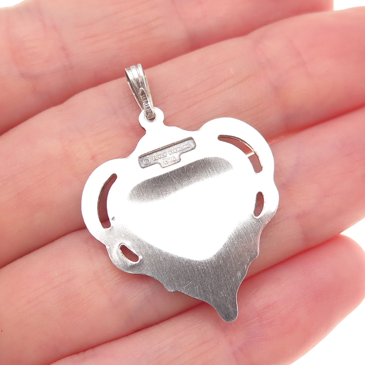 Towle 925 Sterling Silver Vintage 1976 Floral Heart Charm Pendant