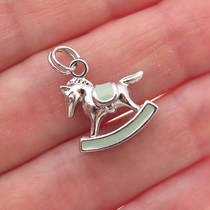 Ross Simons 925 Sterling Silver Enamel Rocking Horse 3D Charm Pendant