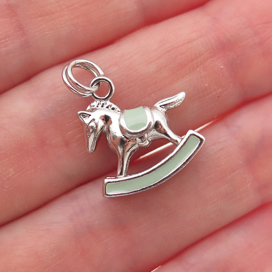 Ross Simons 925 Sterling Silver Enamel Rocking Horse 3D Charm Pendant