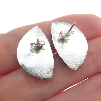 925 Sterling Silver Vintage Real Sodalite Modernist Oxidized Earrings