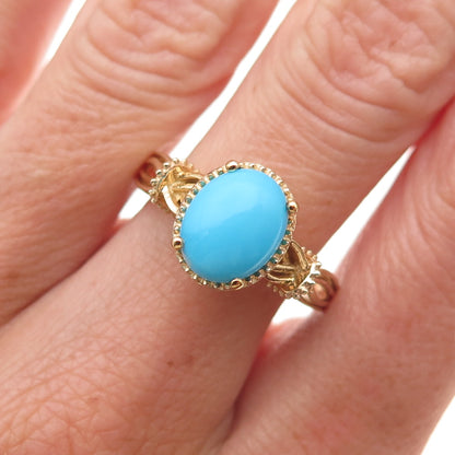 Chuck Clemency 925 Sterling Silver Gold Plated Real Turquoise Ring Size 8.25