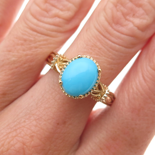 Chuck Clemency 925 Sterling Silver Gold Plated Real Turquoise Ring Size 8.25