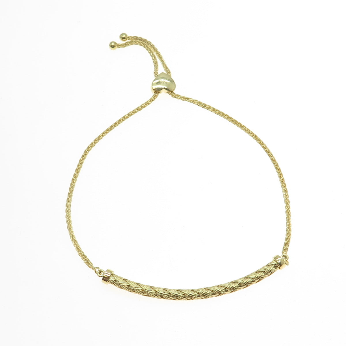 HAN 925 Sterling Silver Gold Plated Wheat Bar Bolo Adjustable Bracelet 6-10"