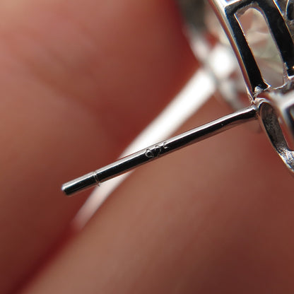 925 Sterling Silver Real Diamond Accent & Green Amethyst Dangle Earrings