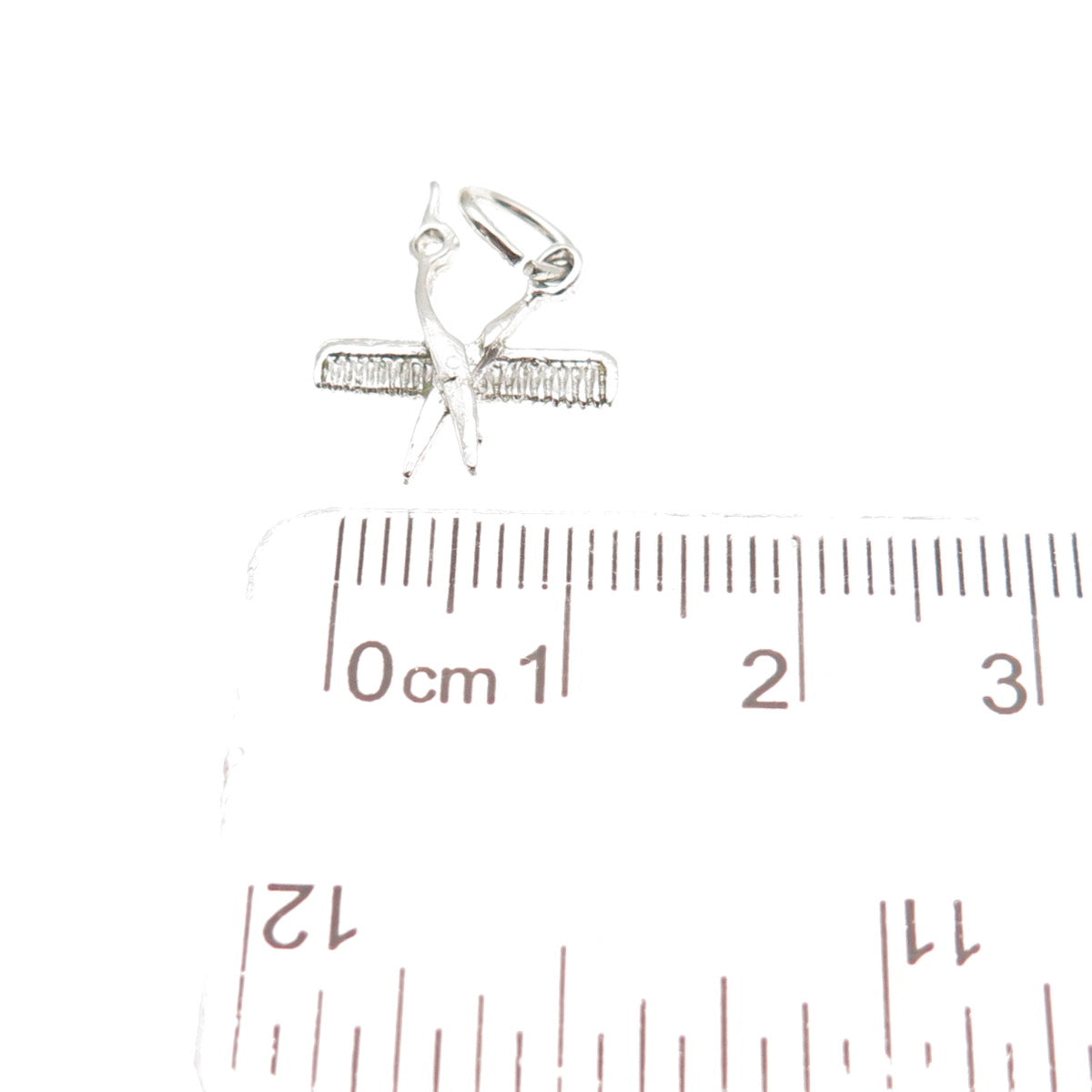 925 Sterling Silver Vintage Comb & Scissors Mini Charm Pendant