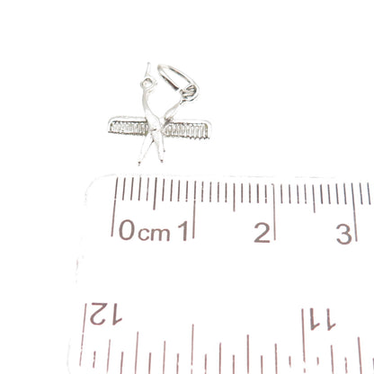 925 Sterling Silver Vintage Comb & Scissors Mini Charm Pendant