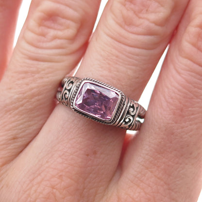 Annika Witt 925 Sterling Silver Vintage Lavender C Z Oxidized Ring Size 8.25