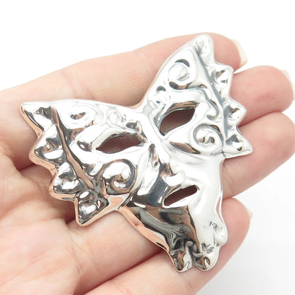 925 Sterling Silver Vintage Mexico Mask Pin Brooch