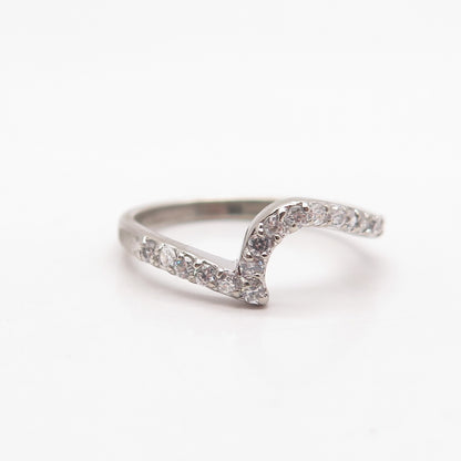925 Sterling Silver C Z Check Mark Ring Size 6