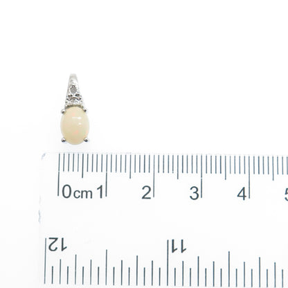 RJ GRAZIANO 925 Sterling Silver Real Diamond Accent & Opal Minimalist Pendant