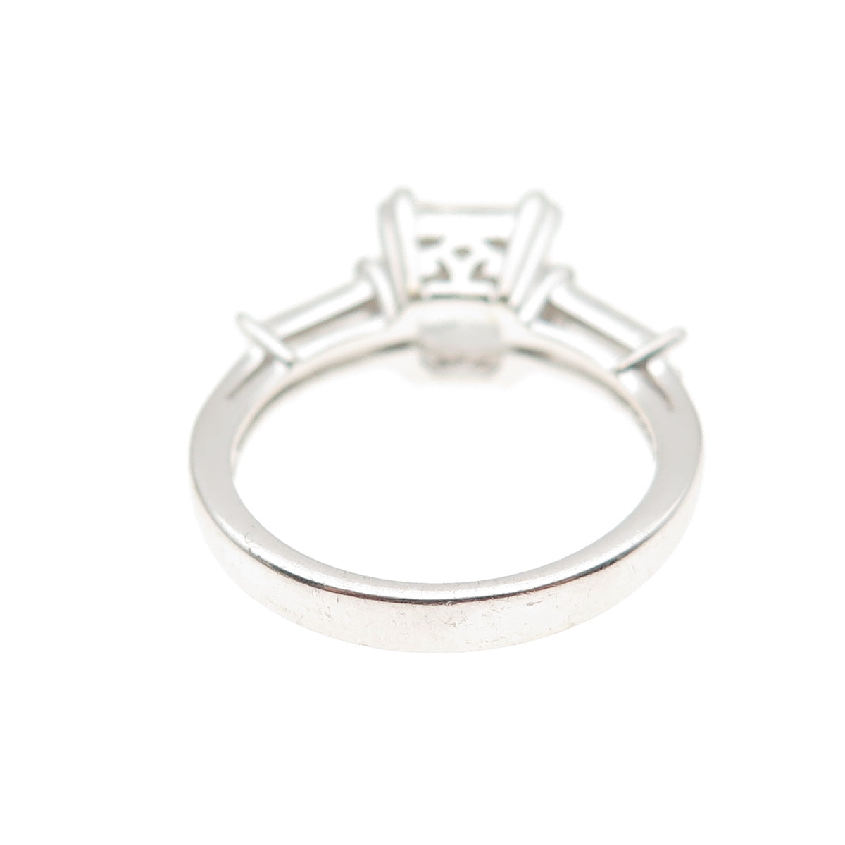 925 Sterling Silver Asscher & Tapered Baguette-Cut C Z Engagement Ring Size 5.25