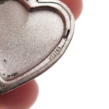 J.M. Fisher 925 Sterling Silver Vintage I Love You Heart Locket Charm Pendant