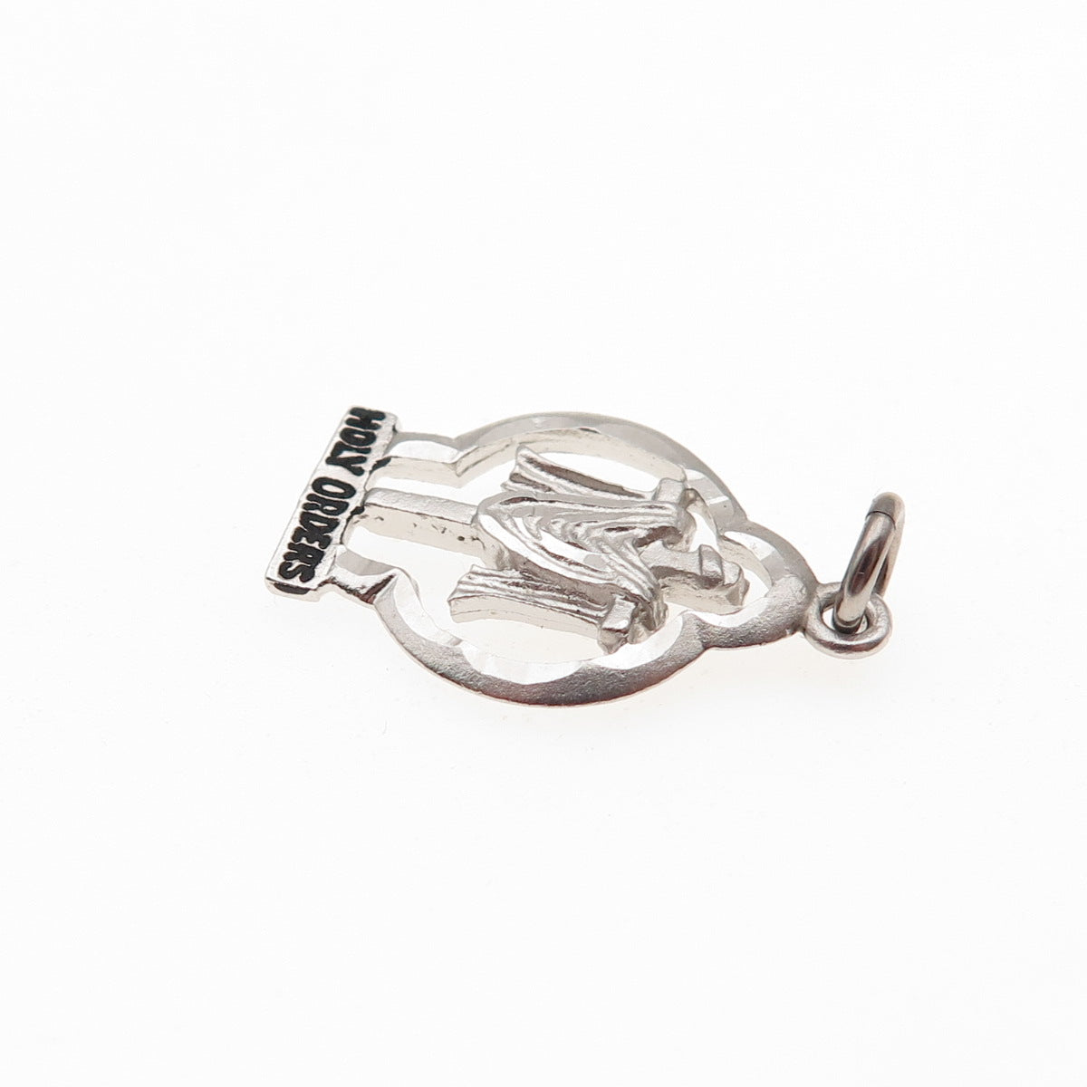 925 Sterling Silver Vintage Holy Orders Cross Mini Charm Pendant