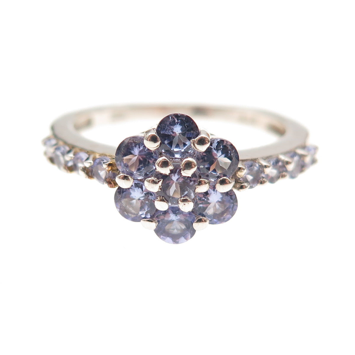 Chuck Clemency 925 Sterling Silver Real Tanzanite Floral Ring Size 8.25