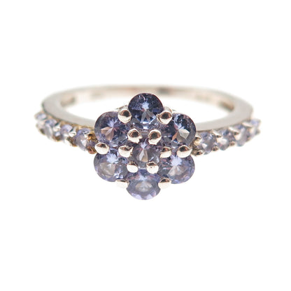 Chuck Clemency 925 Sterling Silver Real Tanzanite Floral Ring Size 8.25