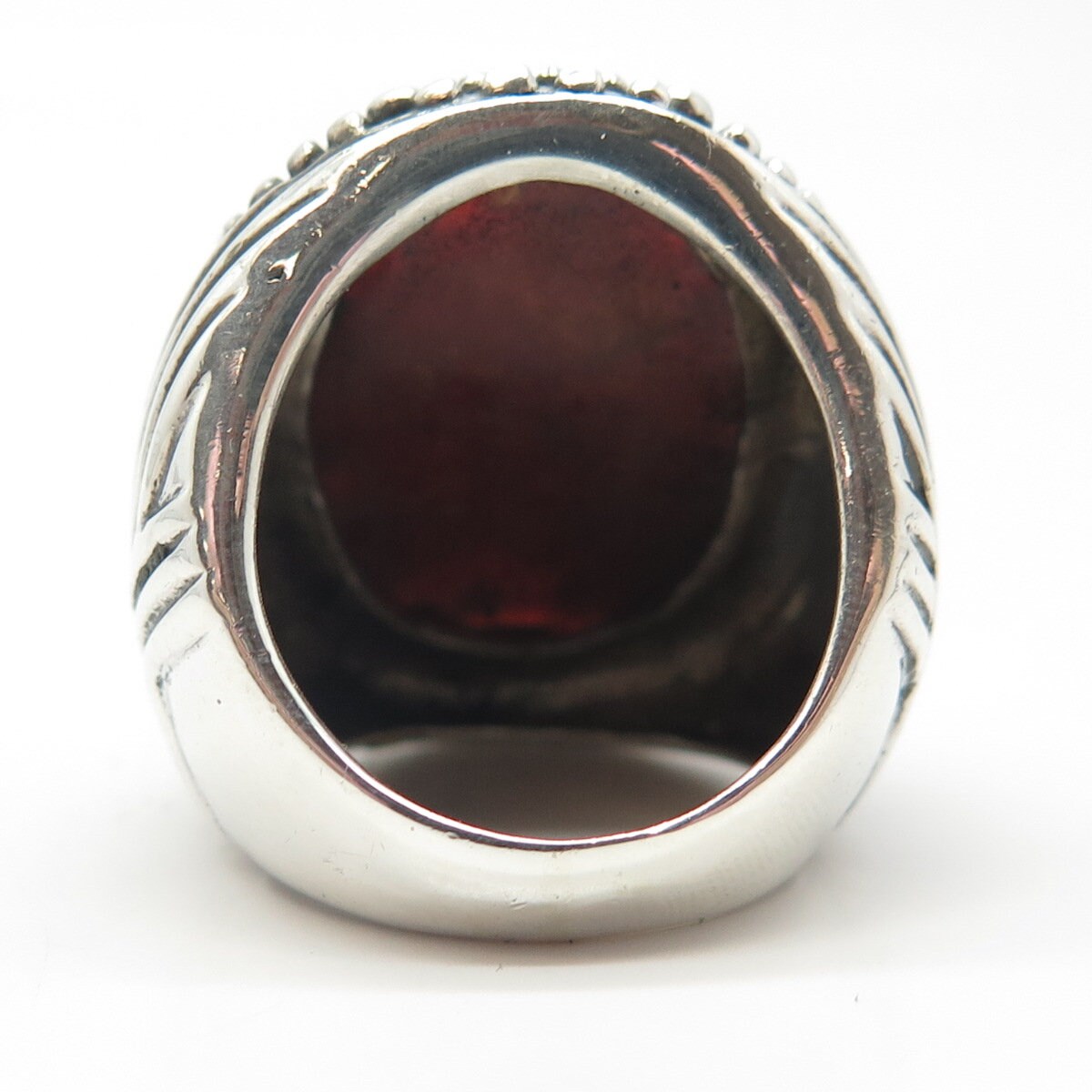 925 Sterling Silver Vintage Real Spiny Oyster Shell Granulated Dome Ring Size 7