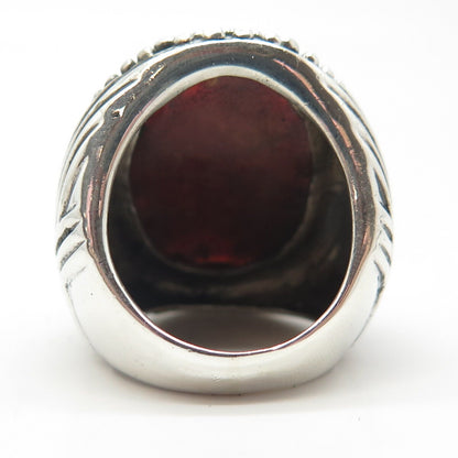 925 Sterling Silver Vintage Real Spiny Oyster Shell Granulated Dome Ring Size 7