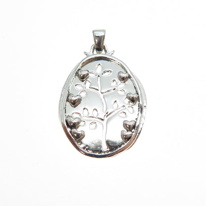 925 Sterling Silver Vintage Love Tree of Life Slide Double Charm Pendant