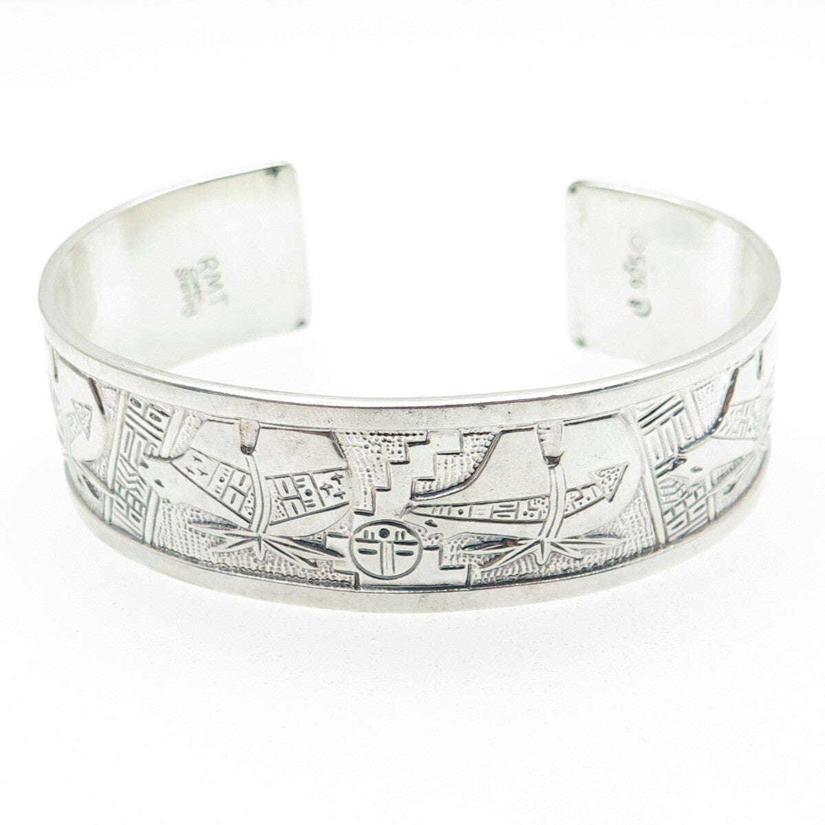 R. TENORIO & C. POLLACK 925 Sterling Vintage Southwestern Cuff Bracelet 7.25"