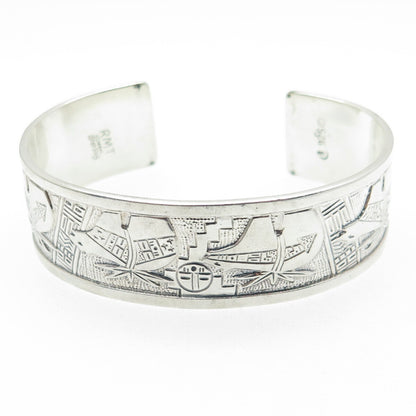 R. TENORIO & C. POLLACK 925 Sterling Vintage Southwestern Cuff Bracelet 7.25"