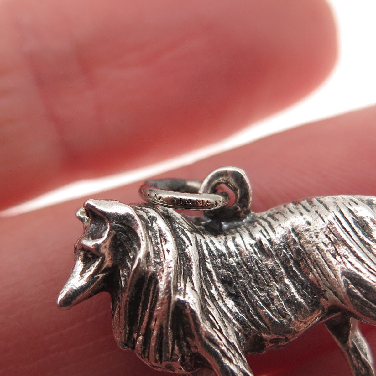 Danecraft 925 Sterling Silver Vintage Border Collie Oxidized 3D Charm Pendant