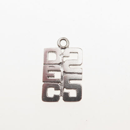 925 Sterling Silver Vintage December 25th Christmas Mini Charm Pendant