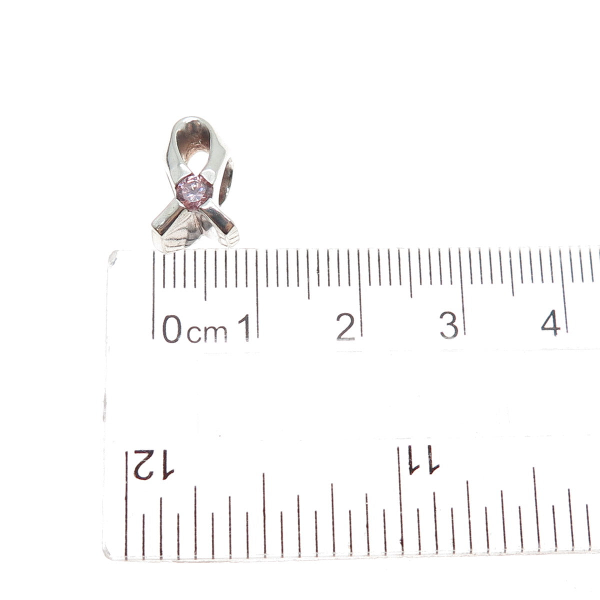 CHAMILIA 925 Sterling Silver Pink C Z Give Back Breast Cancer Slide Bead Charm