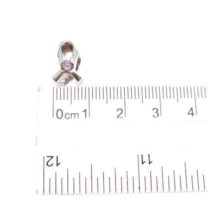 CHAMILIA 925 Sterling Silver Pink C Z Give Back Breast Cancer Slide Bead Charm