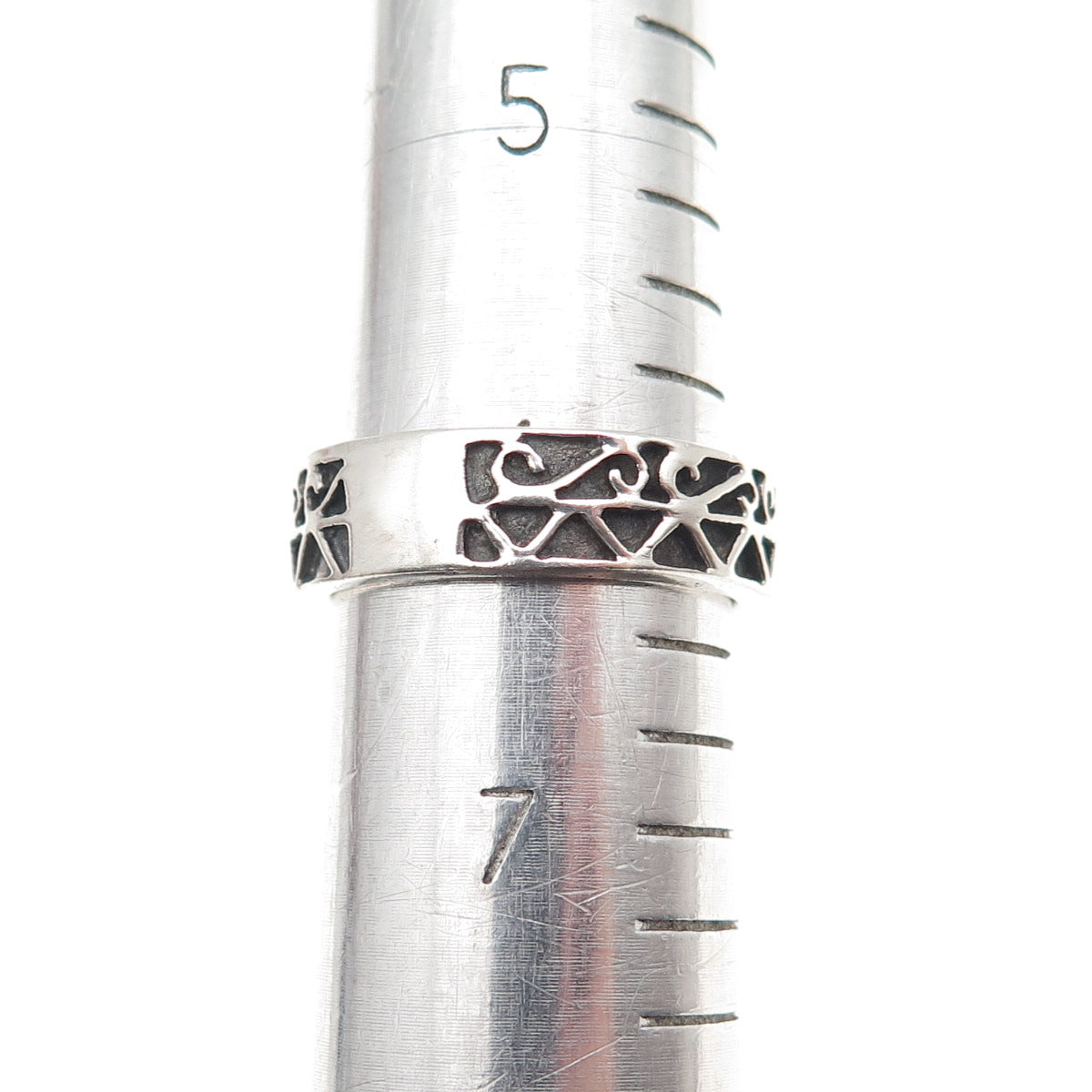 925 Sterling Silver Vintage Scroll Oxidized Band Ring Size 6.25
