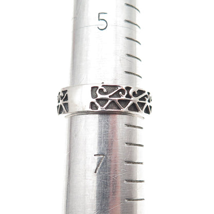 925 Sterling Silver Vintage Scroll Oxidized Band Ring Size 6.25