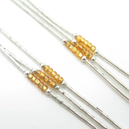 925 Sterling Silver Vintage Sunrise Southwestern Yellow Bead Liquid Necklace 20"